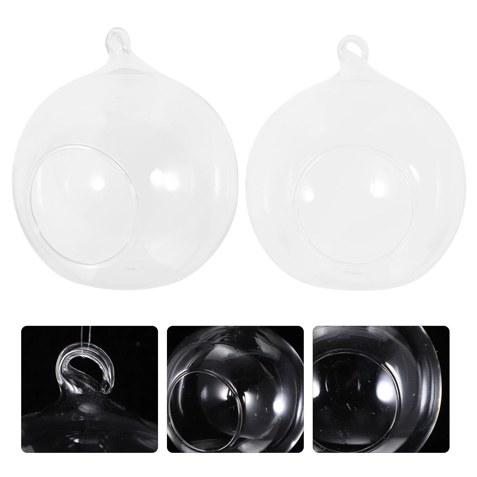 

10Pcs Hanging Glass Tealight Holder Clear Glass Holder Hanging Glass Terrarium Globe Ornament for Air