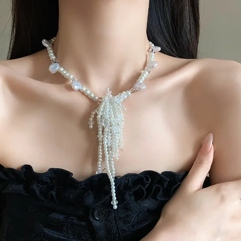Ожерелья Draweye с жемчугом для женщин нестандартные кисточки винтажные элегантные