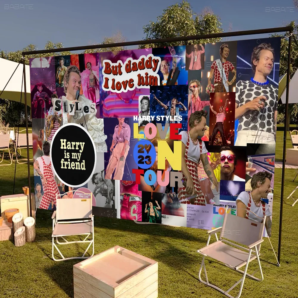 Singer H-Harrys-Styles Retro Flags Multiple Choice Living Studio Booth Interior Decoration Banner