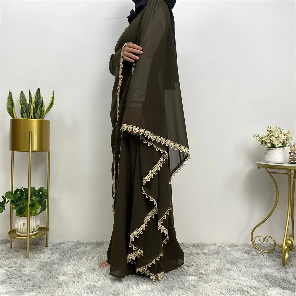 UNI шифоновая Абая зеленая элегантная Дубайская роскошная мусульманская женская