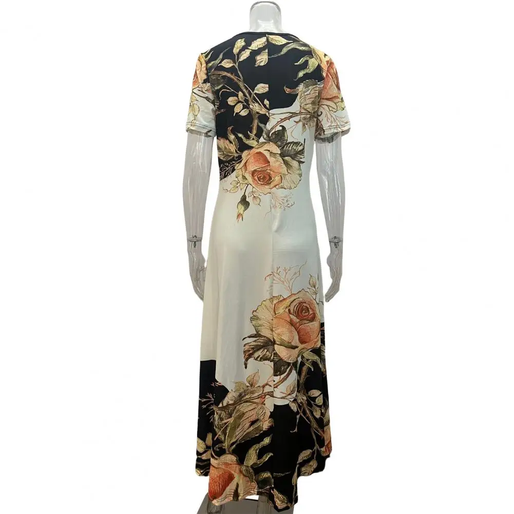 

Temperament Chic Retro Women Maxi Dress Pullover Women Party Dress V-neck Women Garment