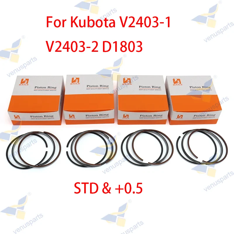

V2403-1 V2403-2 D1803 поршневое кольцо 4 цилиндра 87 мм для двигателя Kubota 87*2 + 2 + 4 1G790-21053 STD & + 0,5