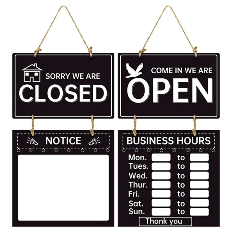 

Open Signs For Business Double Sided Store Hours Signs For Business Writable Dry Erase Board Open Sign With Hours Hanging