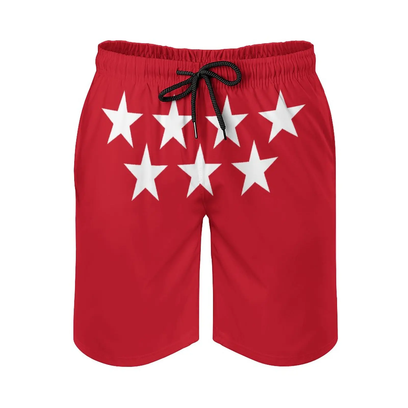 

Anime Men's Beach Shorts Flag of The Community of Madrid Loose Stretch Causal Classic Hawaii Pants Sports Adjustable Drawstring