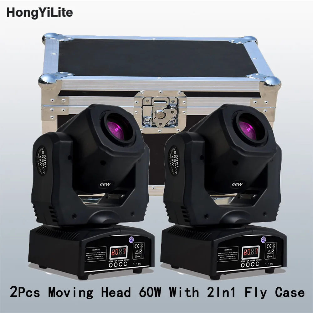 Availability Of The Flight Cases 2In1 With DJ Lights LED Moving Head Mini Gobos Lyre 60W Spot Projection For Disco Party Bar