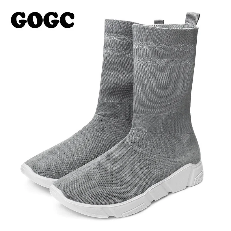 

Женские Дышащие ботильоны GOGC, повседневные эластичные кроссовки на платформе, мягкая подошва, на танкетке