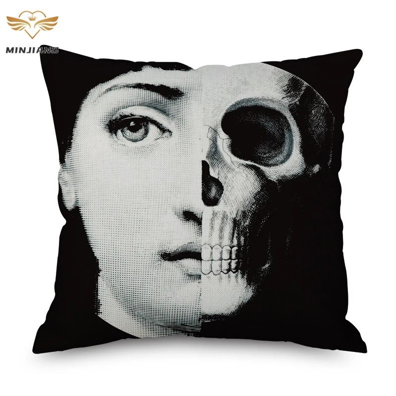

Art Series Cushion Cover Creative Painting Sofa Decor 45x45cm Black Linen Pillowcase Home Hall Decoration