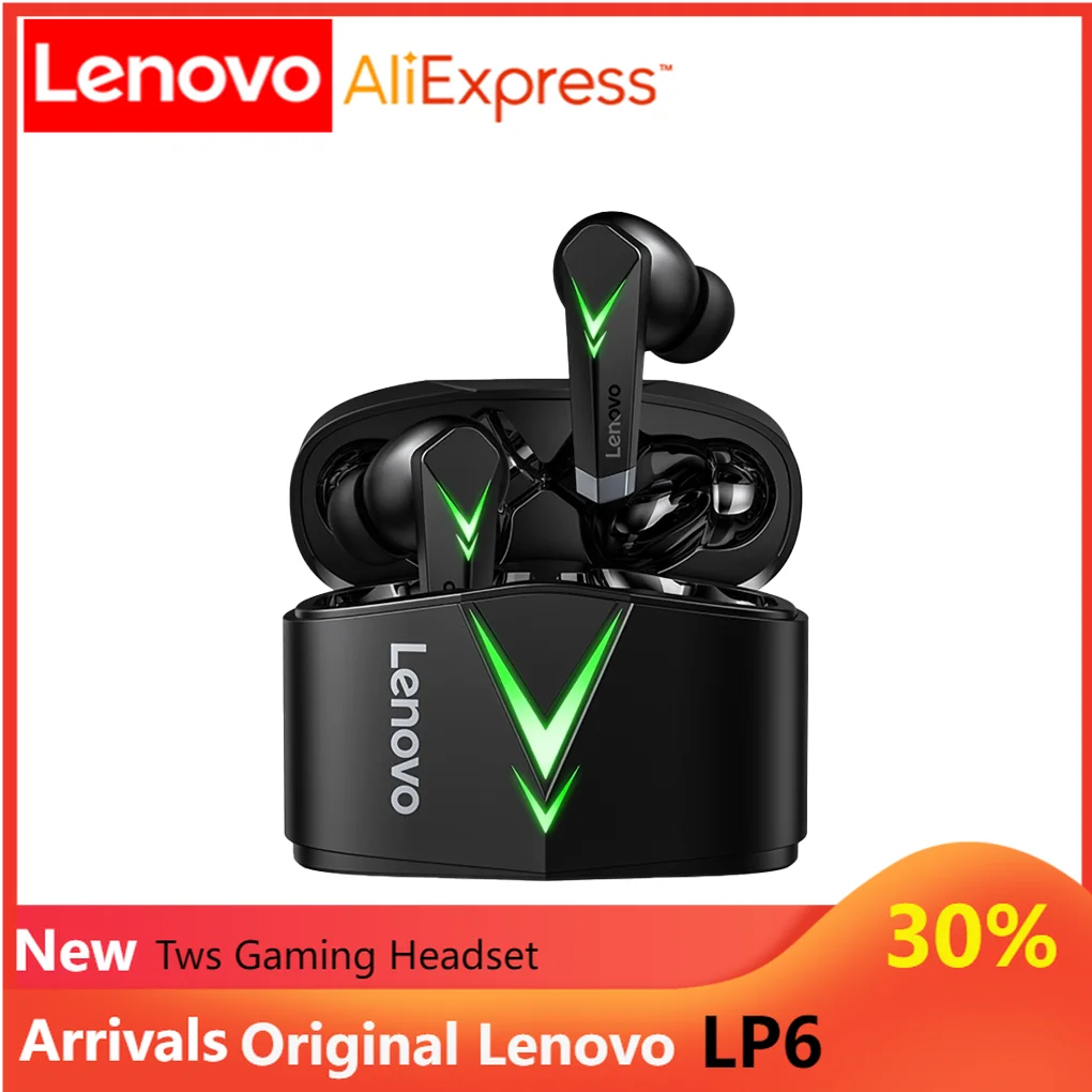 

Original Lenovo LP6 TWS Gaming Headset Wireless Earphone with Mic 65ms Low Latency Bass Sports Bluetooth Headphone Gamer Earbuds