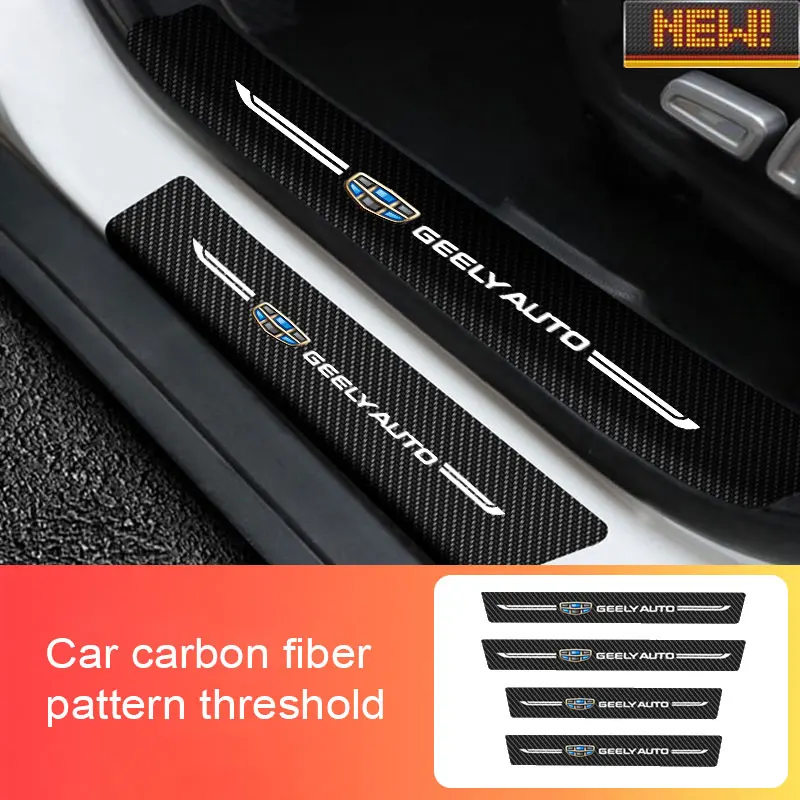 

4x Car Carbon Fiber Scratch Resistant Decal Stickers ​For Geelyauto Car Door Sill Threshold Auto Styling Protector Accessories