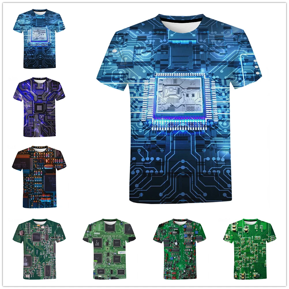 Футболка мужская с 3D-принтом печатной платы креативная Повседневная тенниска
