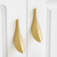 1piece nordic style solid brass gold leaf shaped 32mm cabinet knob door pulls furniture handles knob dresser knobs