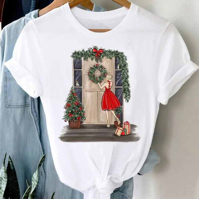 

Women Trend Style New 2022 Happy New Year Merry Christmas Print Tshirts Trend Tee Travel T Shirt Top Graphic T-Shirt