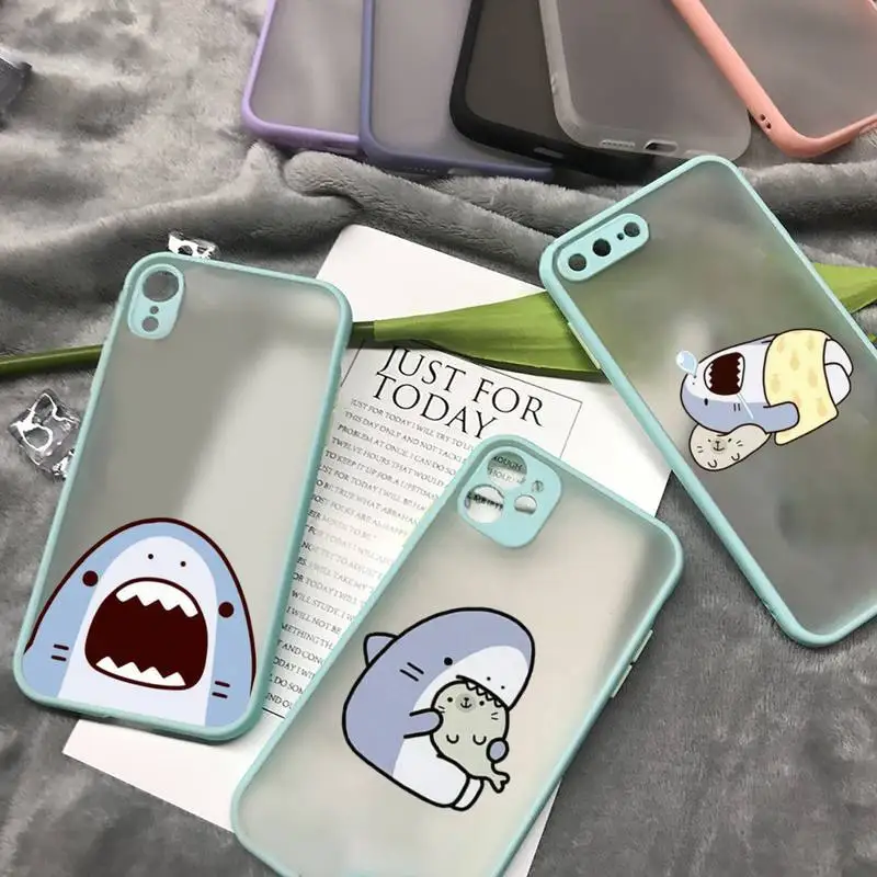 

Cute shark cartoon animal Phone Case matte transparent For iphone 14 11 12 13 plus mini x xs pro max cover