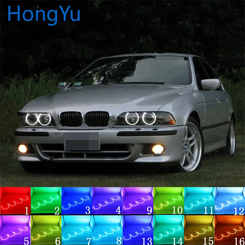 

Headlight Multi-color RGB LED Angel Eyes Halo Ring Eye RF Remote Control for BMW 1995-2000 E39 5 series pre-facelift Accessories