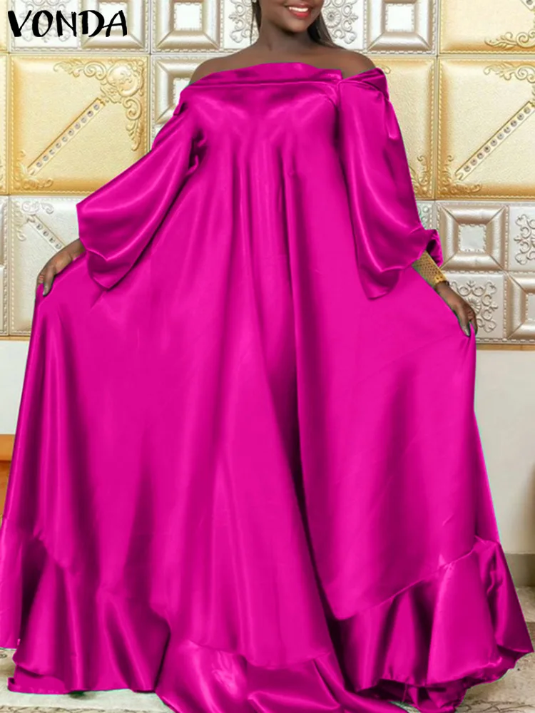 

Bohemian Long Dress Summer Women Maxi Sundress VONDA 2022 Holiday Party Long Big Swing Bohemian Beach Dress Robe Femme Baggy