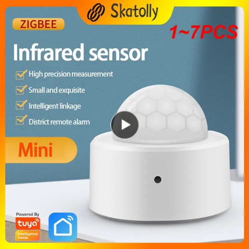 

1~7PCS Tuya 2 in 1 Zigbee Mini PIR Motion Movement Human Body Sensor Detector Security Alarm + Brightness Luminance Detection