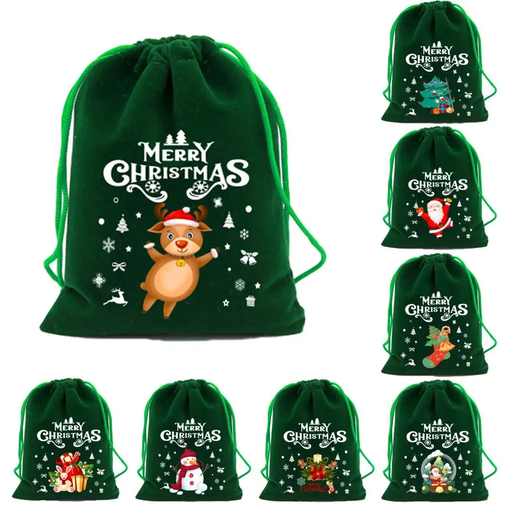

Рождественский мешок для конфет, подарочные пакеты с Санта-Клаусом, Рождественский мешок для конфет на шнурке, праздничный Санта-Клаус, снеговик, олень для шоколада