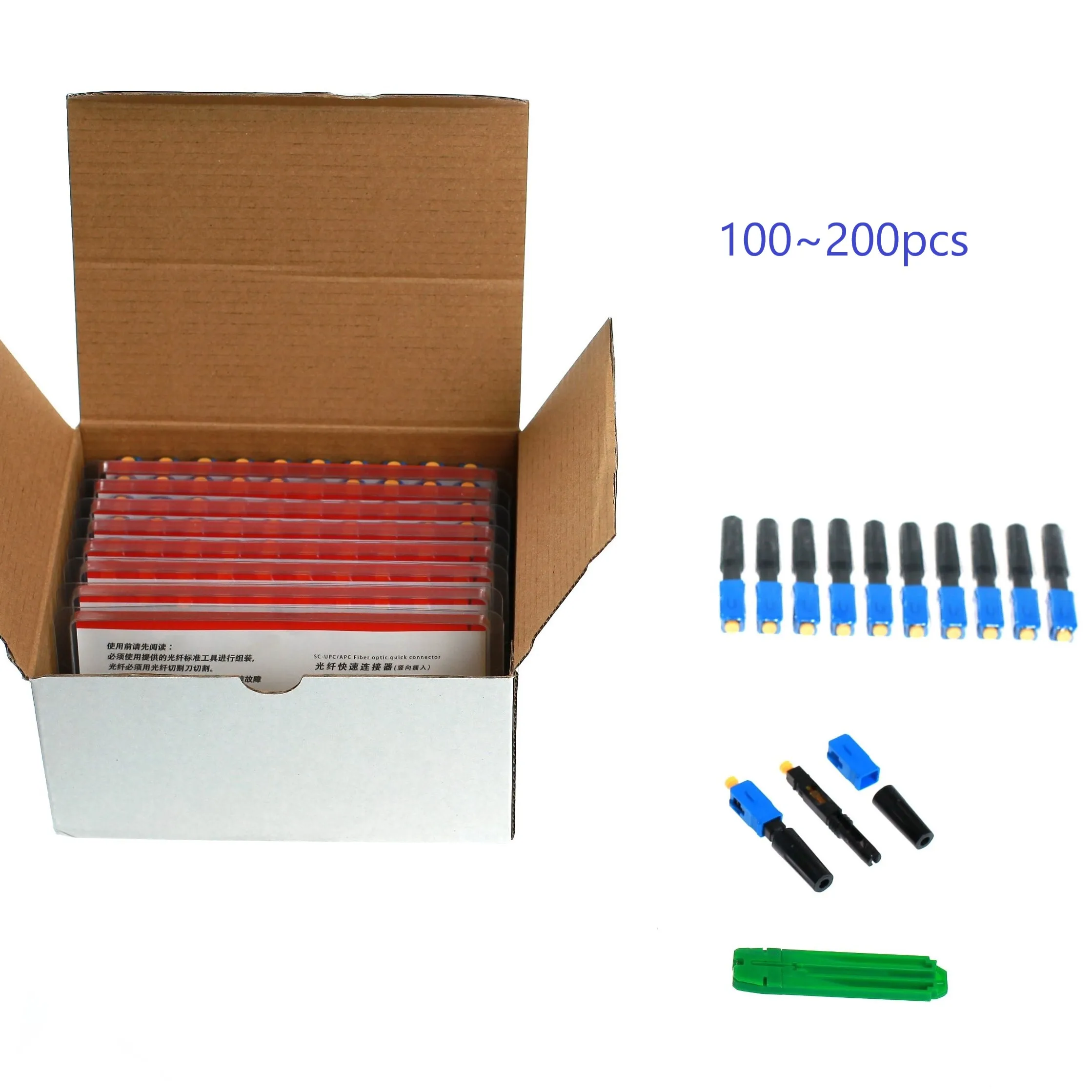 100pcs SC UPC Fiber Optic Fast Connector Single Mode 9/125 fiber Embedded SC APC Fast Connectors Adapter for FTTH fiber network