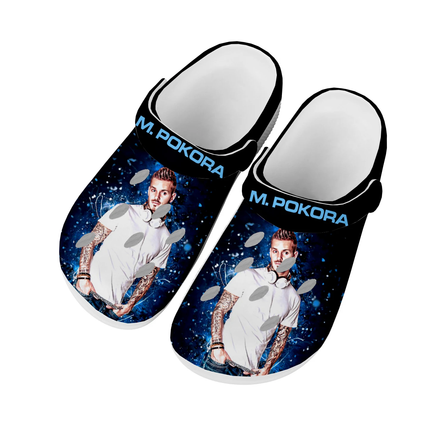 

M Pokora Singer Home Clog Mens Women Teenager Sandals Shoes Garden Bespoke Customized White Breathable Shoe Beach Hole Slippers