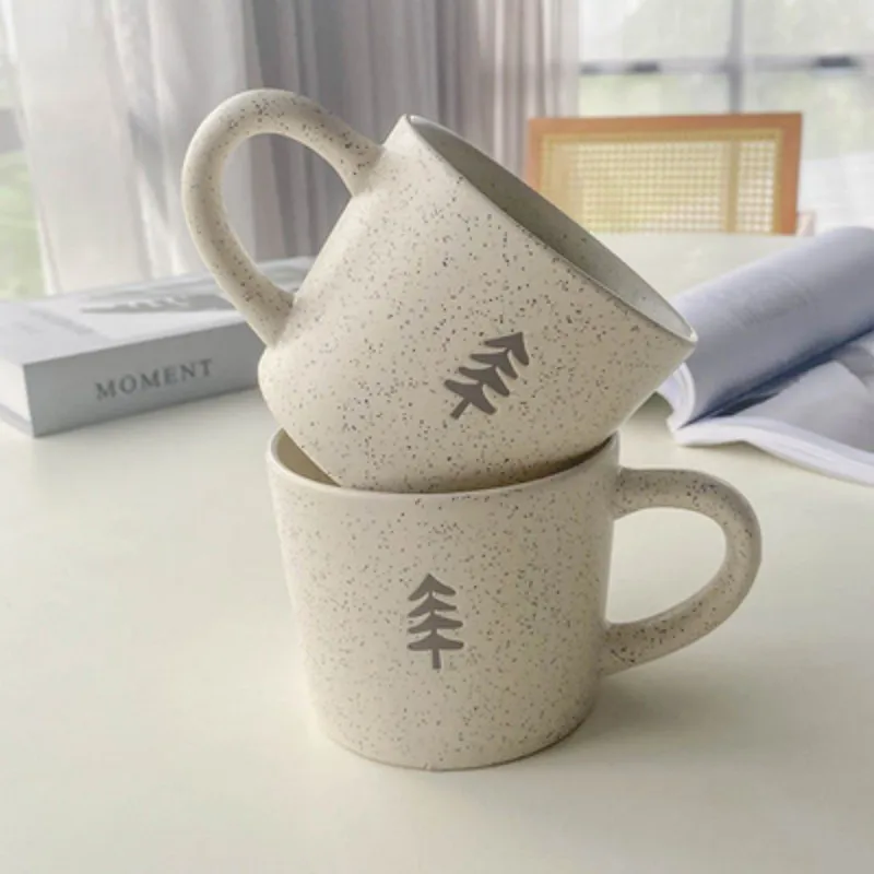 

Ins style design mug minority pine pattern ceramic cup coffee cup oatmeal breakfast cup