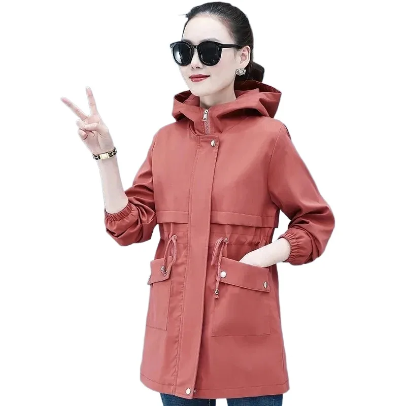 Новинка 2024 весенне-осенние женские куртки ветровка с капюшоном базовое пальто
