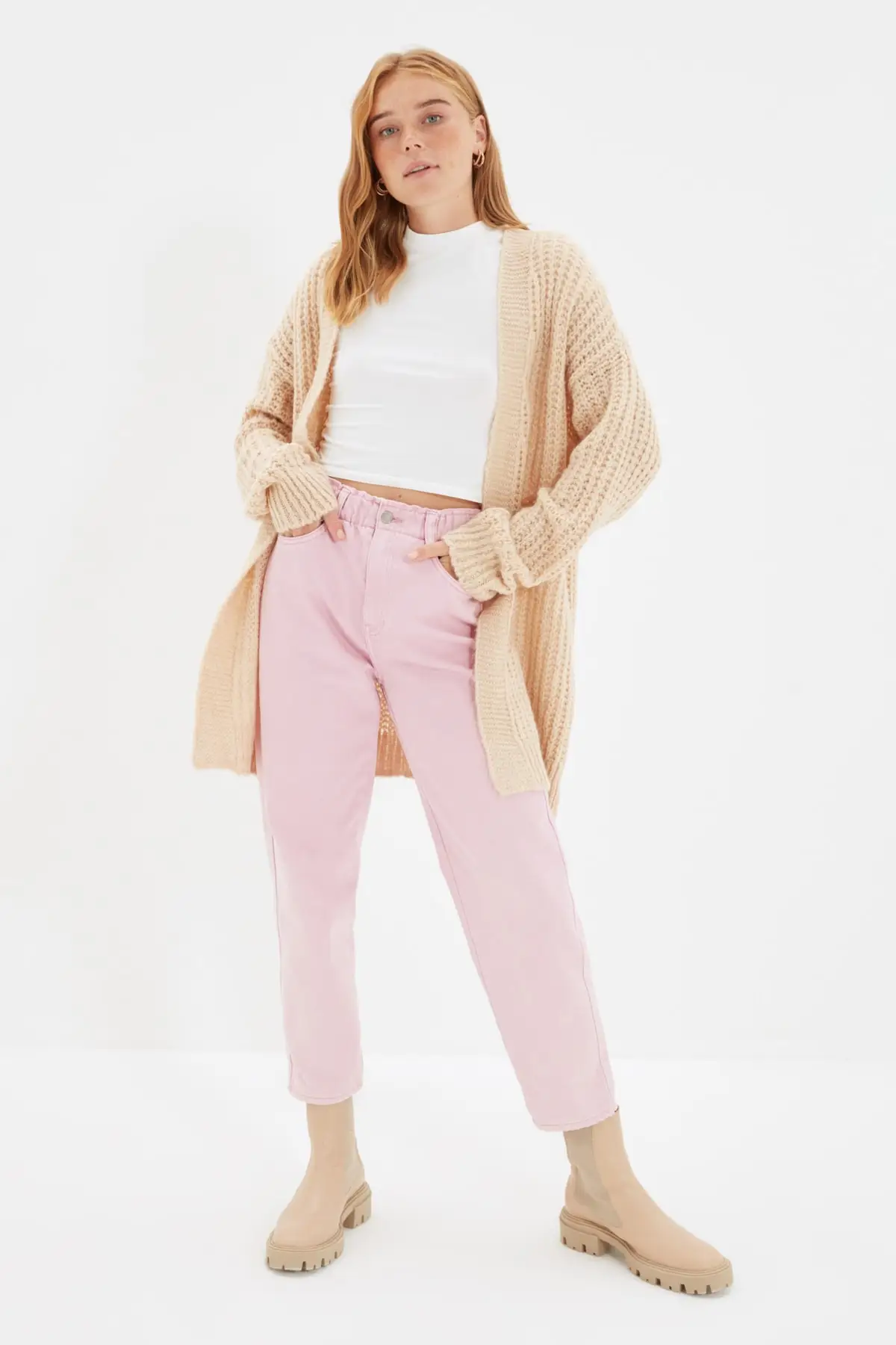 

Trendyol Oversize Mesh Detailed Knitwear Cardigan TWOAW22HI1016