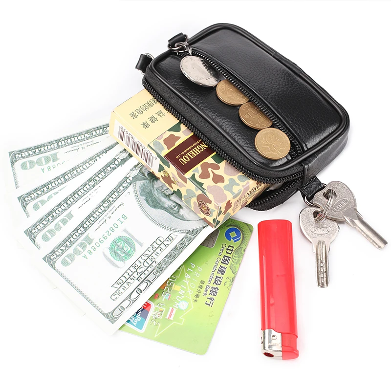 

Mini Bag Coins Leather Purse Genuine Bags Male Cigarette Glasses Bum Case Cards Cowhide Belt Waist Casual Men's Money Pouch Keys