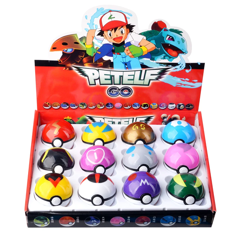 12 шт./компл. игрушки покемон Пикачу, экшн-фигурки покебол, Покемон, тыкать мяч, модель аниме, куклы, детский подарок на день рождения