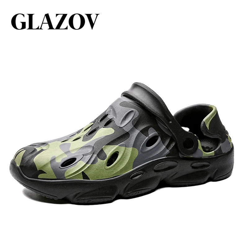 

GLAZOV 40-48 Men's Slippers Summer Jelly Shoes Clogs Rubber Clogs Men's EVA Garden Shoes Green Beach Flat Men Sandals Slippers