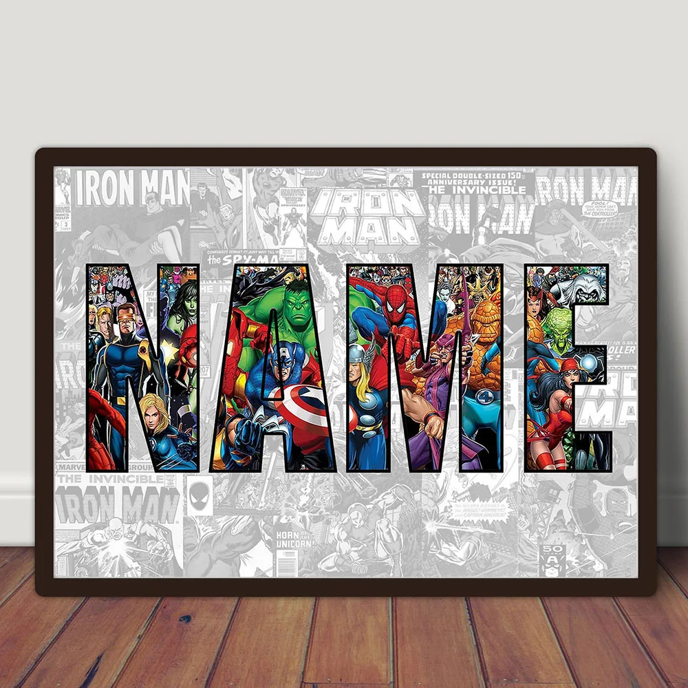 

Personalised AVENGERS NAME Word Art Print MARVEL Character Poster Superhero Canvas Painting Wall Art Anime Hero Gift Home Decor