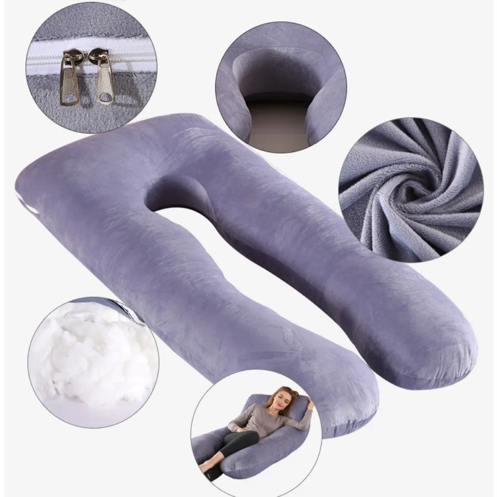 

130*70cm Soft Pregnancy Pillow U Type J Nursing Lumbar Cushions Multi Function Side Support Breastfeeding for Pregnant Women