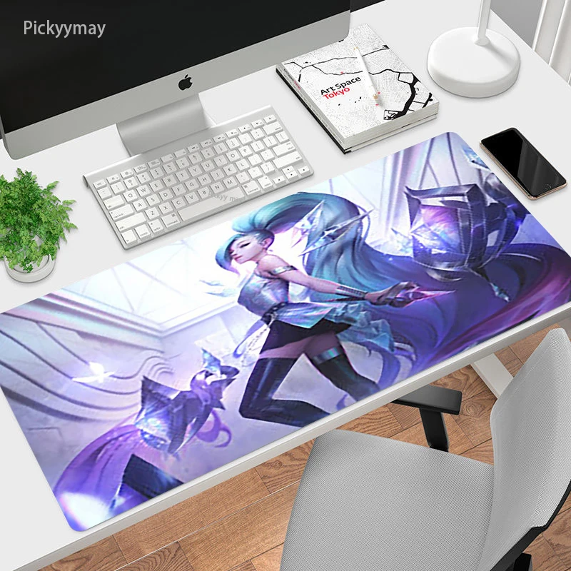 

Large Gaming Lockedge Mouse Pad Computer Gamer Keyboard Mouse Mat LOL KDA Sexy Girl Desk Mousepad For Pc Desk Pad 90X40 80x30cm