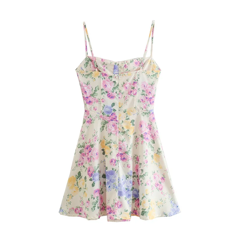 

Summer Dresses Woman 2022 Female Floral Straps Corsetry Mini Dress Chic Casual Sweet Sexy Fashion Vintage Retro Classic Bodice