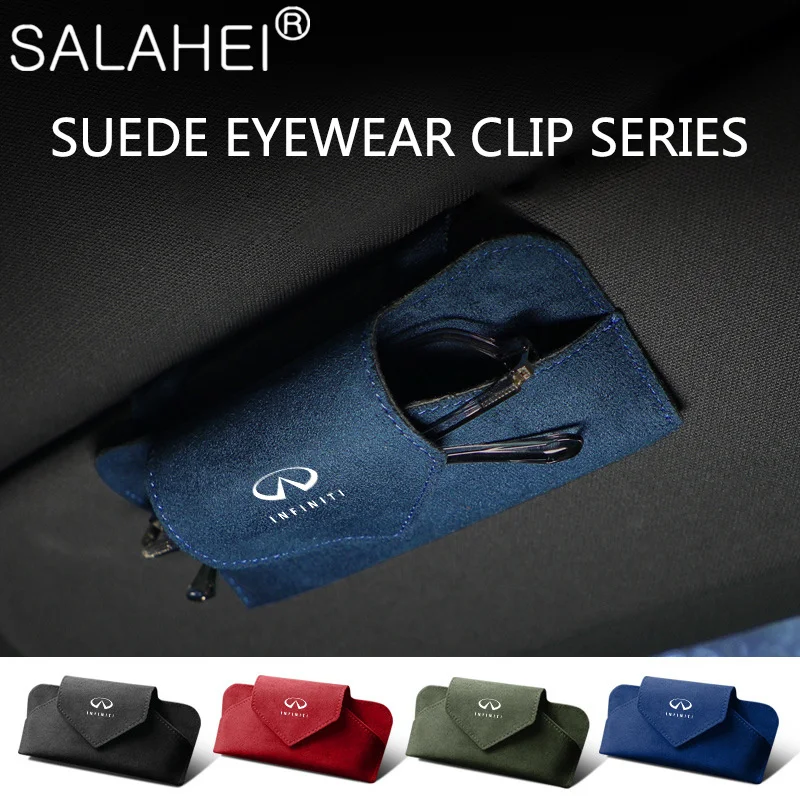 

Car Sun Visor Suede Leather Glasses Case Clip Accessories For Infiniti FX45 FX35 Q50 G37 QX30 QX50 G35 QX60 M35 Q30 FX Q70 Q60