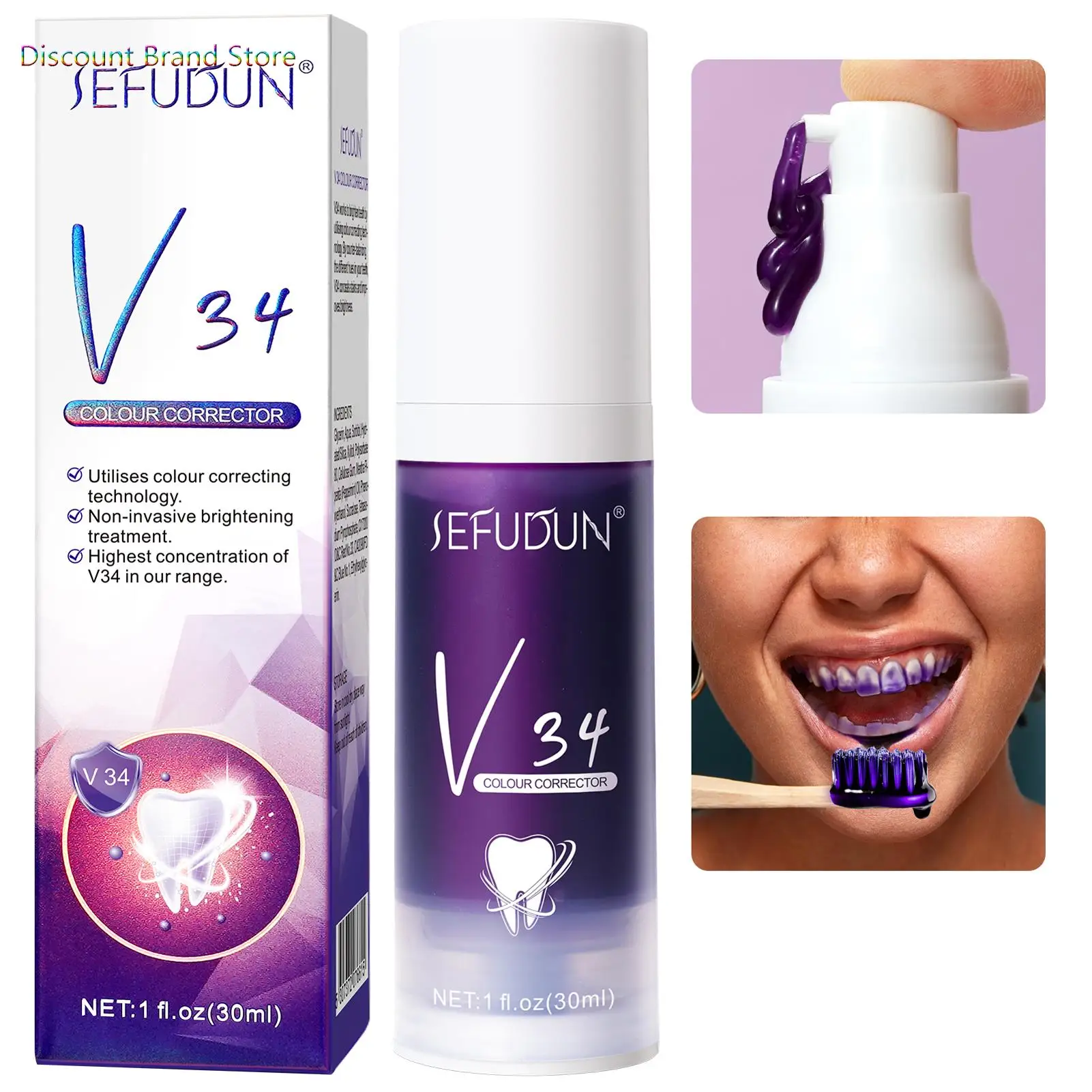 

30ml Teeth Whitening Cleansing Toothpaste Colour Corrector Enamel Care Toothpaste Intensive Stain Removal Reduce Yellowing Care