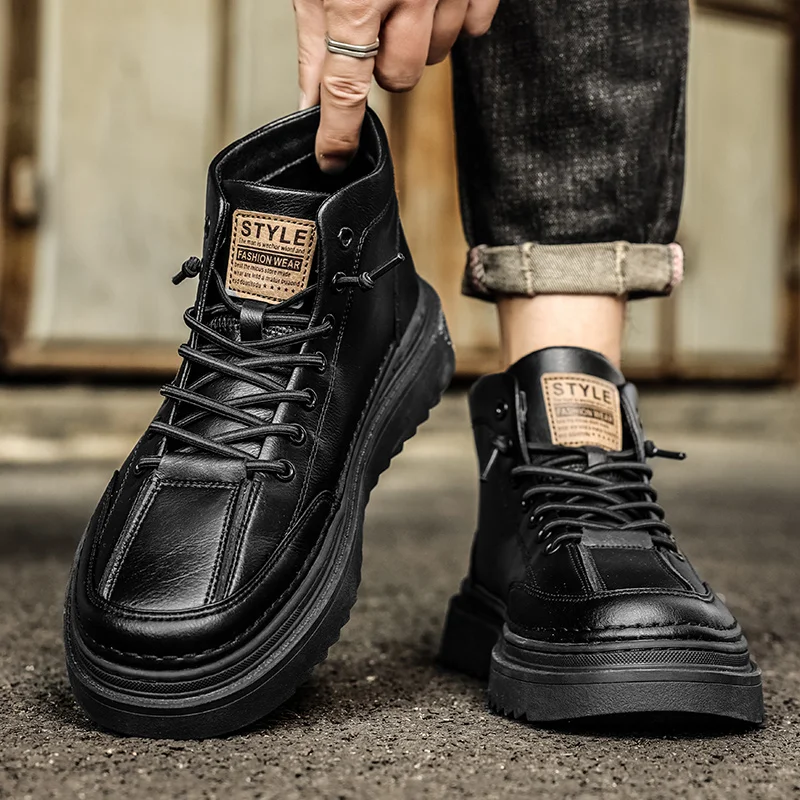 Мужские ботинки модные кожаные ботильоны осень 2024 Новая повседневная мужская