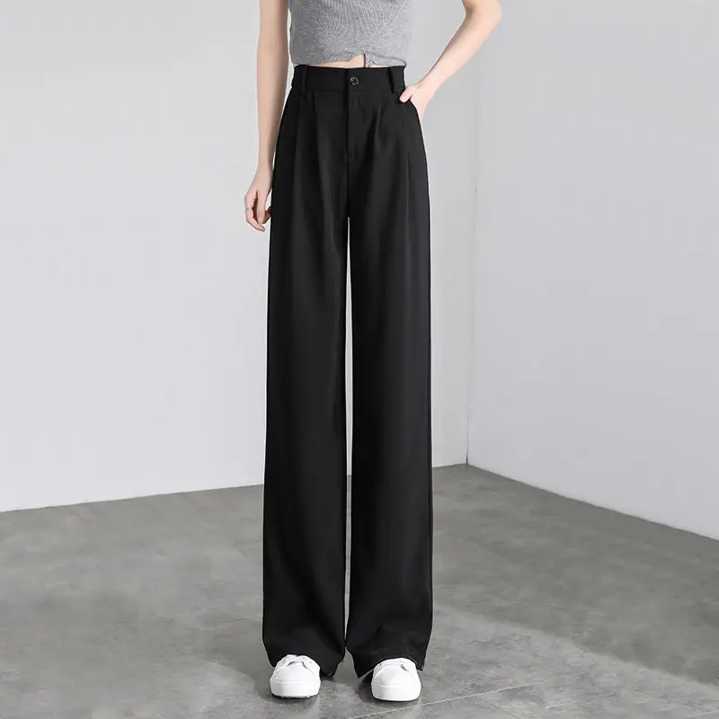 

Women 2022 Spring Summer Wide Leg Pants Female Vintage Casual Full Length Trousers Office Lady All-match Fashion Suit Pants U59