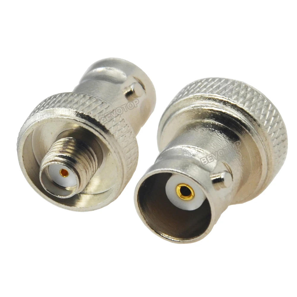 2Pcs/Lot BNC to SMA Connector Antenna Female Nickel Plated Straight Coaxial RF Adapter for Vertex Icom Kenwood |