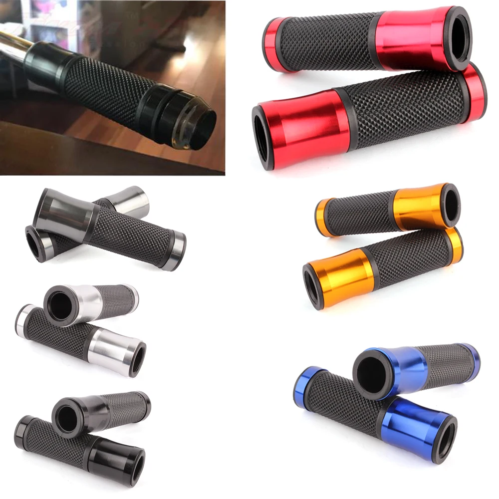 

2X 7/8" Motorcycle CNC Bike Bicycle Aluminum Handlebar Rubber Gel Hand Grips For Honda Yamaha kawasaki Suzuki Benelli Ducati