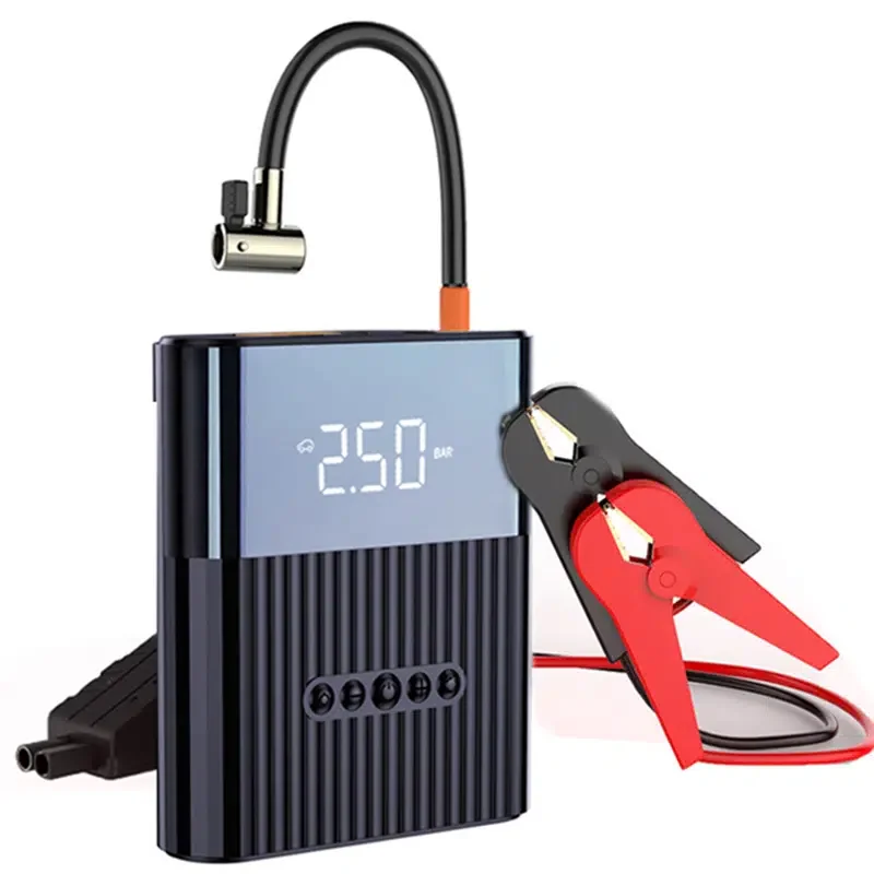 

jinanjun600A 8800mAh Car Jump Starter, 4 In 1 Pump Air Compressor Power Bank 12V Digital Tire Inflator 150PSI Emergency Battery