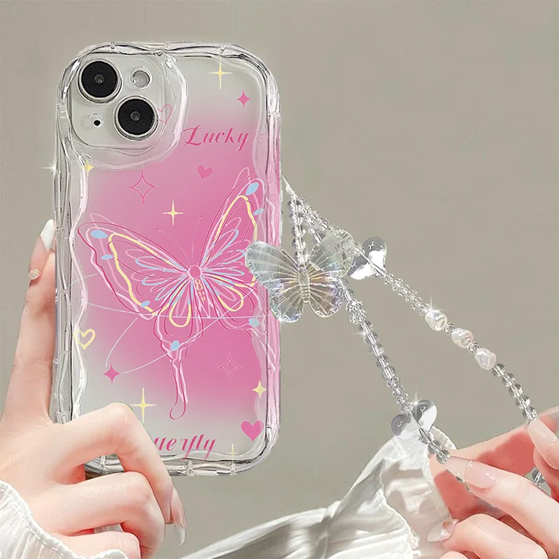 Чехол из ТПУ с 3D цепочкой-бабочкой для Infinix Smart 8 7 Hot 40 Pro 30i 40i Spark 20 10 20C 10C Go