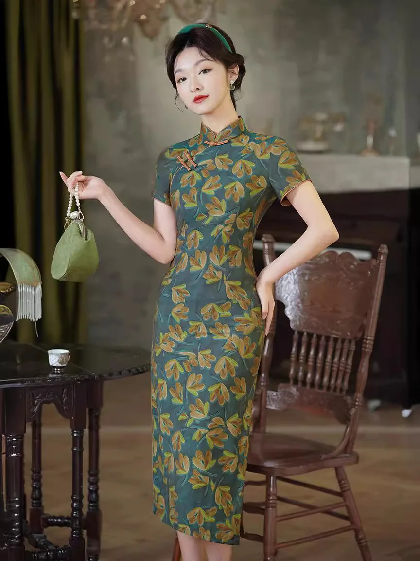 Женское приталенное платье-Ципао средней длины платье в улучшенном стиле Ципао