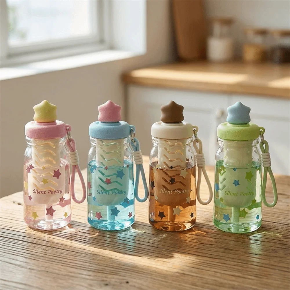 Фото Бутылка для воды без BPA, портативная, с соломинкой, большой емкости, с ручкой-ремешком, в форме звезды, герметичная, термостойкая №4