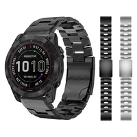 quickfit 26mm 22mm titanium metal steel watch band for garmin fenix 7x 7 solar 6x proepixdescent mk2i strap bracelet watchband