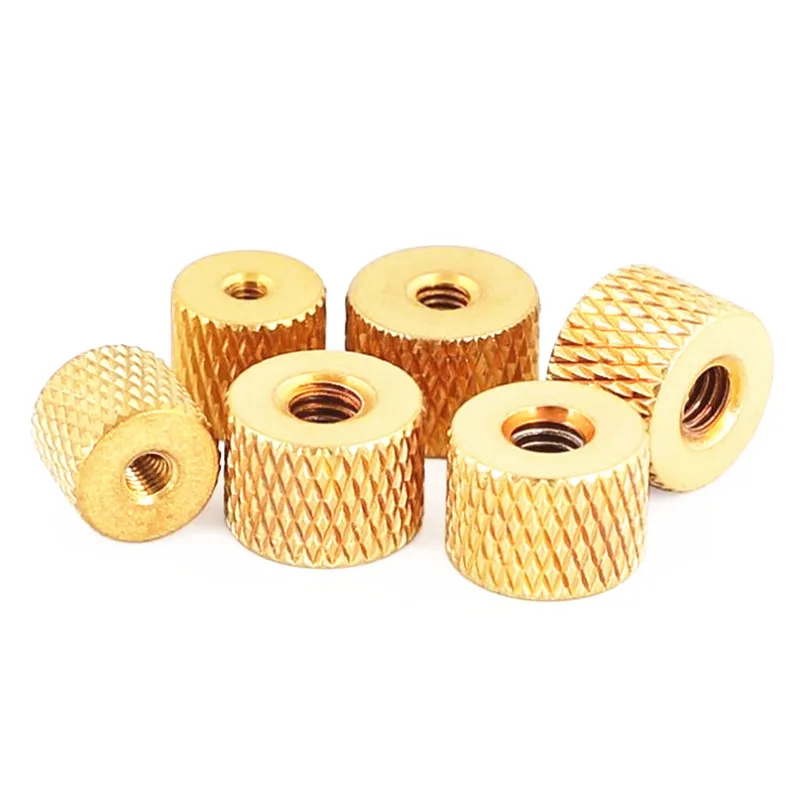

Латунная накатанная гайка M2 M2.5 M3 M4, ручная затяжка, закручивающиеся цилиндрические накатанные медные гайки, 10 шт.