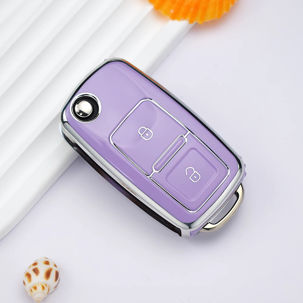 

ТПУ чехол для автомобильного ключа, чехол для двух кнопок, чехол-брелок для VW Volkswagen Golf 4 5 6 Jetta MK4 Bora Passat Polo, кресло для Skoda