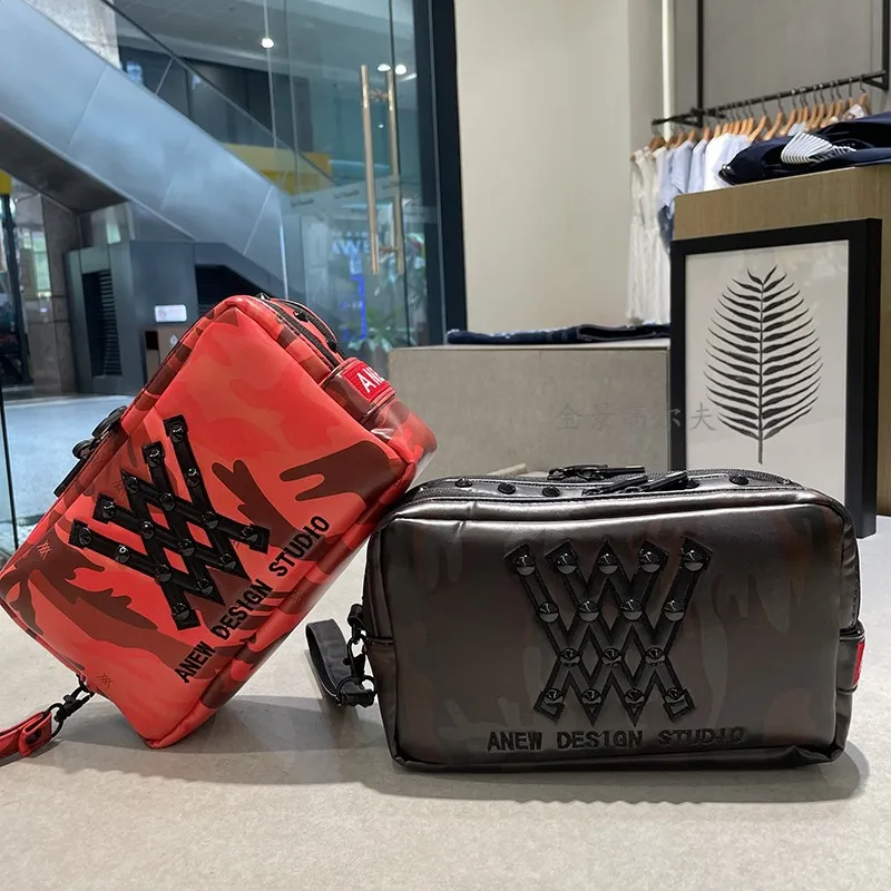

New Golf Bag Ladies Small Handbag Men PU Storage Bag Large Capacity Two Zipper Coin Purse Unisex Criss-Cross