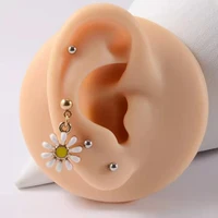 2pcs daisy earring dangle stainless steel helix piercing cartilage on the ear korean style cute screw ear stud 18g 1mm