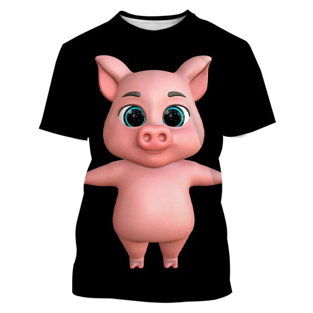 

Summer Fashion 3D Animal Funny Pig Printed Men's T-shirt Casual O Neck Short Sleeve Oversized T-shirt Comfortable Men's Clothing