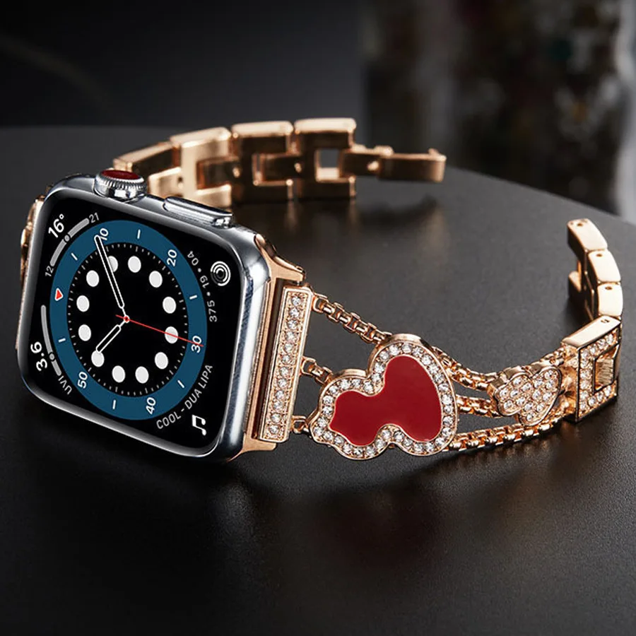 

Woman Bracelet For Apple Watch Series SE 6 5 4 7 3 Luxury Diamond Band Steel Metal Strap for iWatch 41mm 45mm 40 44mm 38mm 42mm